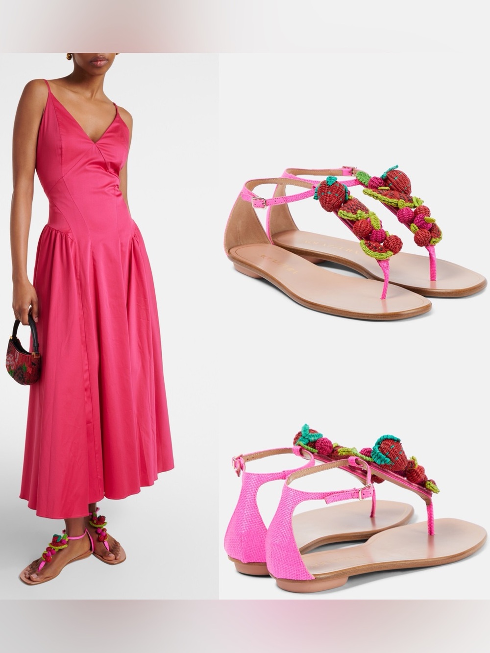New Aquazzura Strawberry Punch raffia thong sandals 37 $875 - Picture 4 of 14